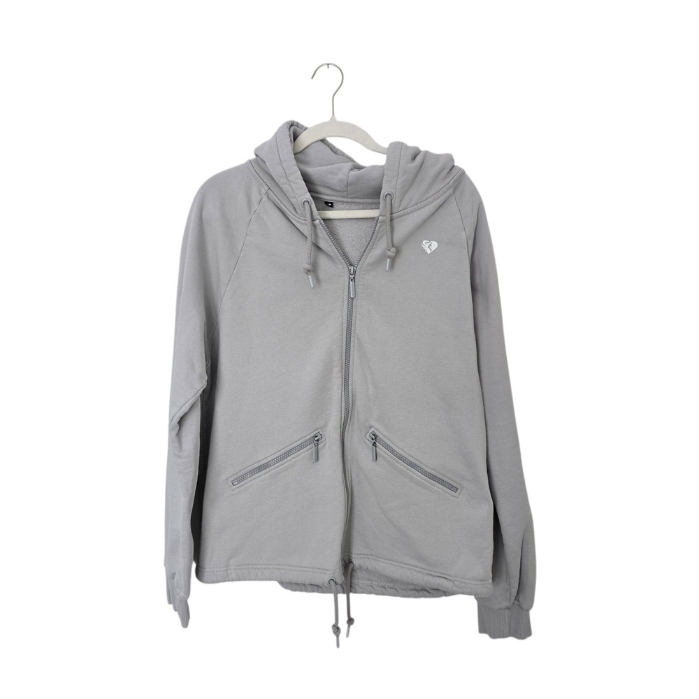 Womens Best Zip Up Hoodie‎ Women Medium Grey Full Zip Drawstring Hem
